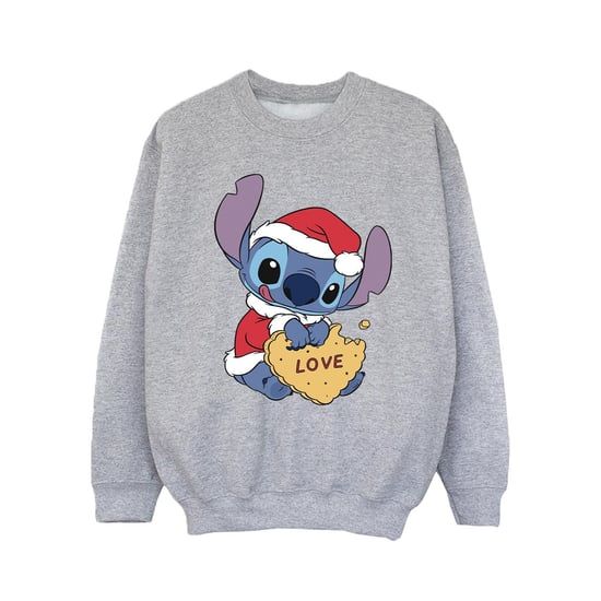 Disney Girls Lilo And Stitch Christmas Love Biscuit Sweatshirt (Sports Grey)