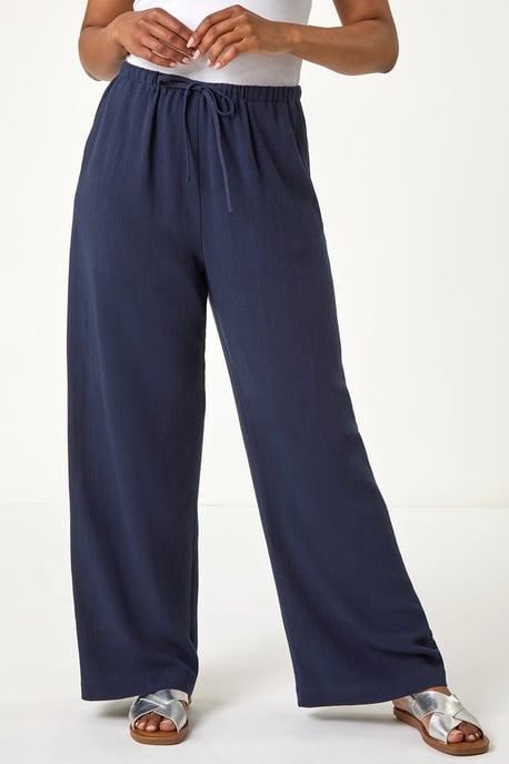 Petite Linen Mix Wide Leg Trouser - Image 4