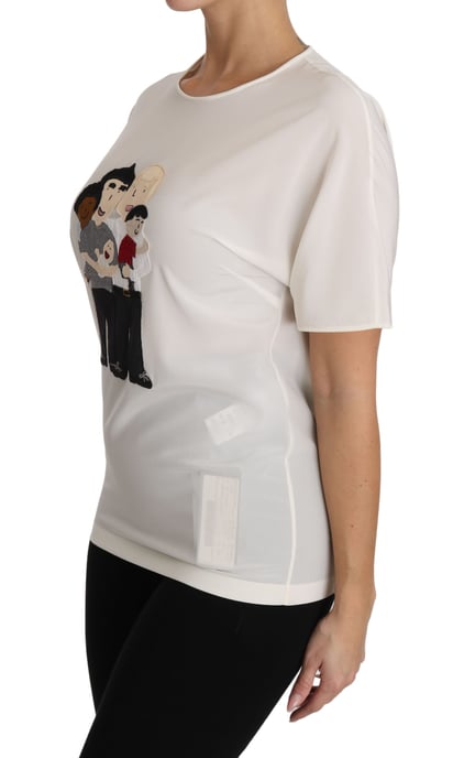 Dolce & Gabbana Dames Witte Zijden Stretch #dgfamily T-shirt - Image 2