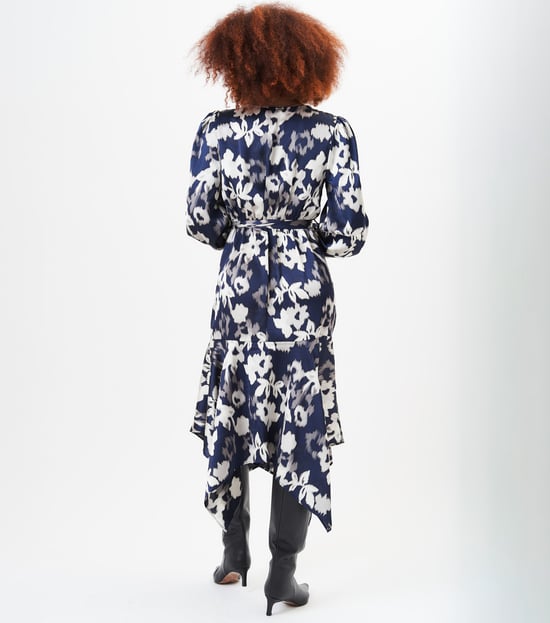 Assymetric Hem Wrap Midi Dress