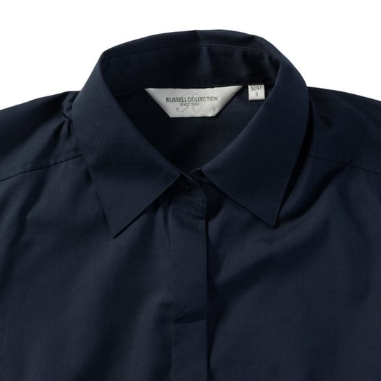 Russell Collection Ladies/Womens Long Sleeve Poly-Cotton Easy Care Fitted Poplin Shirt (French Navy)