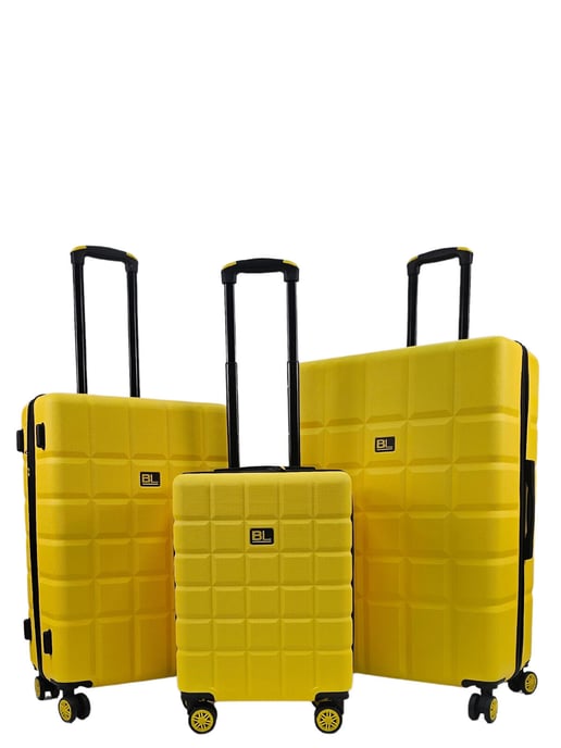 Yellow Hard Shell Classic 8 Wheel Cabin Luggage Case Travel Suitcases