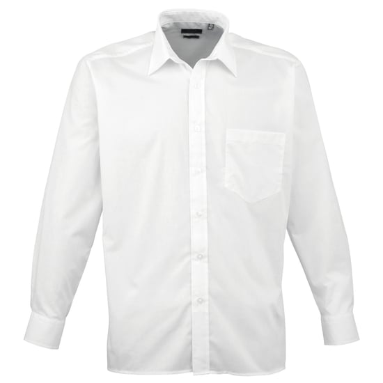 Premier Heren Premier Poplin Formeel Overhemd Met Lange Mouwen (Wit) - Image 1