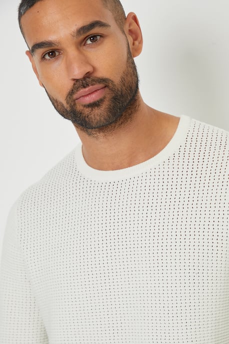 Natural Crochet Knit Crew Neck Jumper