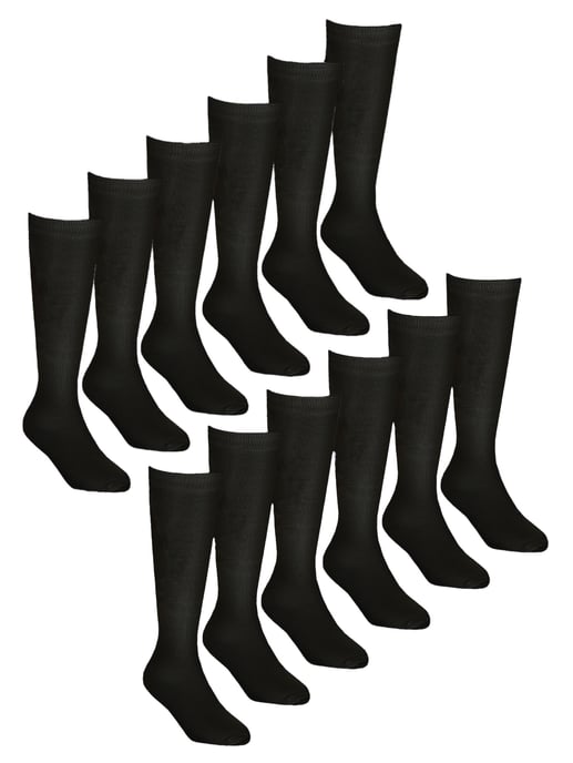 Sock Snob - 12 Paar Meisjes Bamboe Kniekousen, Lange Schoolkousen voor Kinderen - Zwart - Image 1
