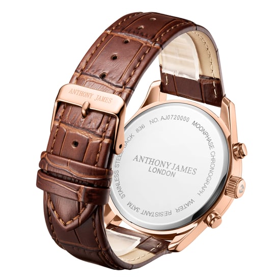 Hand Assembled Anthony James Moonphase Chronograph Rose White