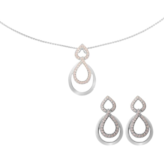 Orphelia 'Amber' Dames 925 Sterling Zilveren Set: Ketting-Hanger + Oorbellen - Zilver SET-7092 - Image 1