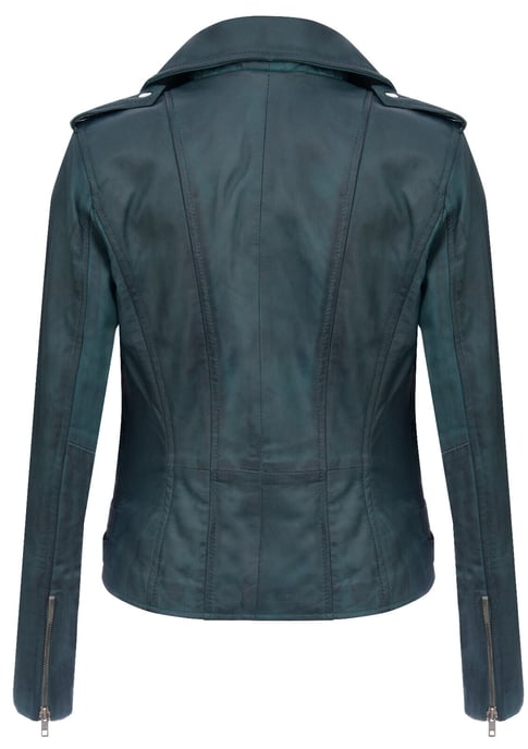 Ladies leather Brando biker jacket-Loddon