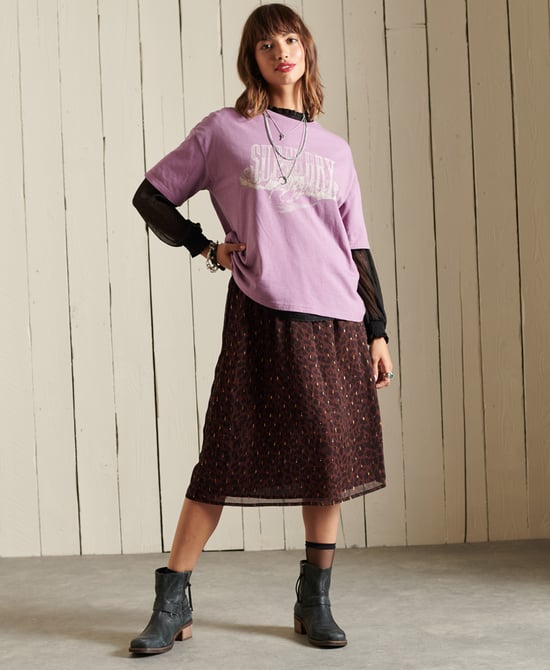Superdry Woven Metallic Midi Skirt
