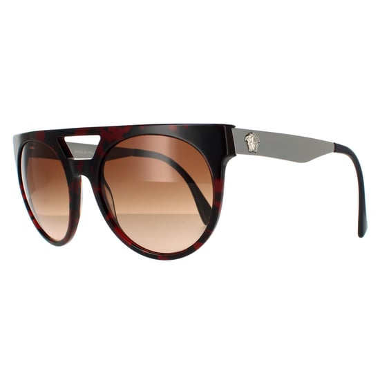 Versace Round Mens Red Havana Blue Brown Gradient Sunglasses