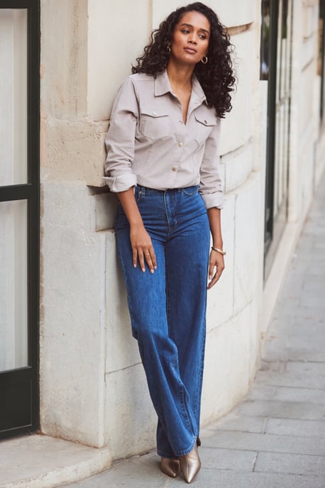 Taupe Corduroy Relaxed Fit Longline Shirt