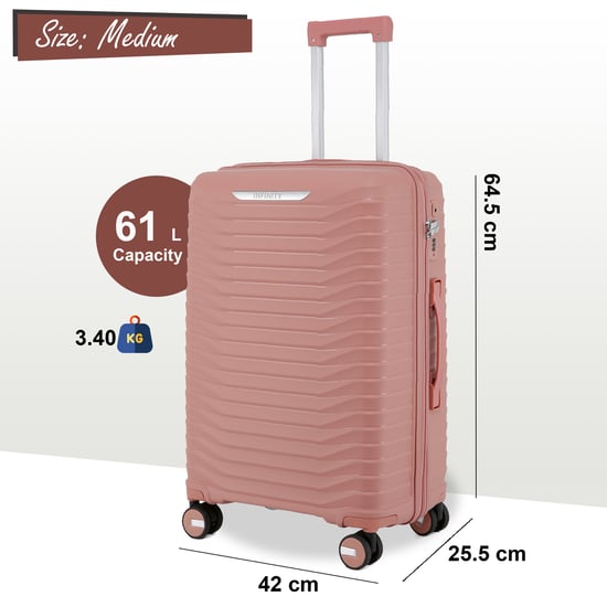 Hard Shell Pink Classic Suitcase 8 Wheel Cabin TSA Luggage Case Holiday Travel