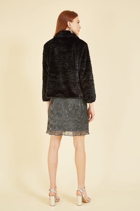 Black Faux Fur Short Jacket