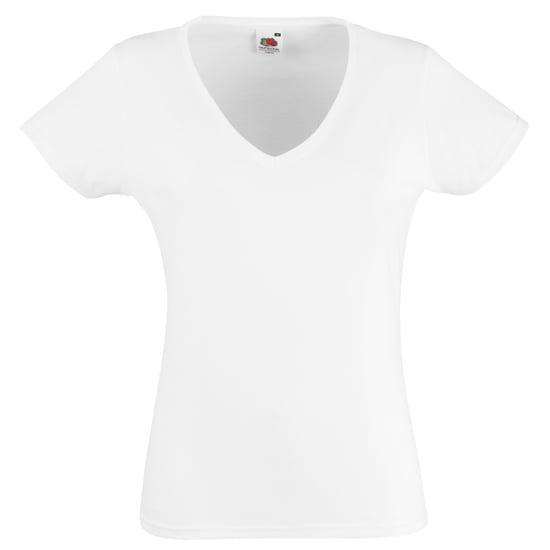 Fruit Of The Loom Dames Vrouwen-Fit Valuegewicht V-hals T-shirt met korte mouwen (Wit) - Image 1