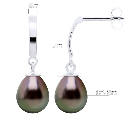 Oorbellen Prestige Gearticuleerd in Wit Goud 375 en Echte Geënte Tahiti Parels Peervorm 8-9 mm - Image 2