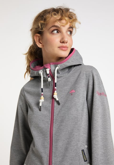 Schmuddelwedda functionele jas Dames grijs melange sorbet rood - Image 5