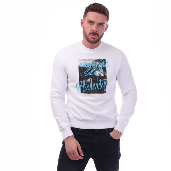Heren Off White Rocks Type Slim Crewneck Sweatshirt in Wit Zwart - Image 1