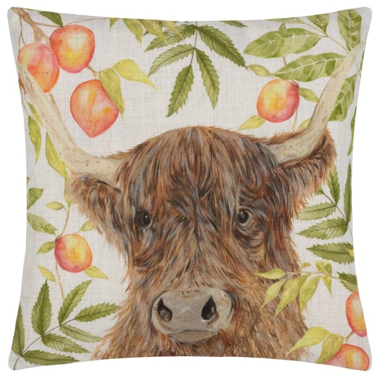 Evans Lichfield Grove Highland Cow Watercolour Polyester Filled Cushion