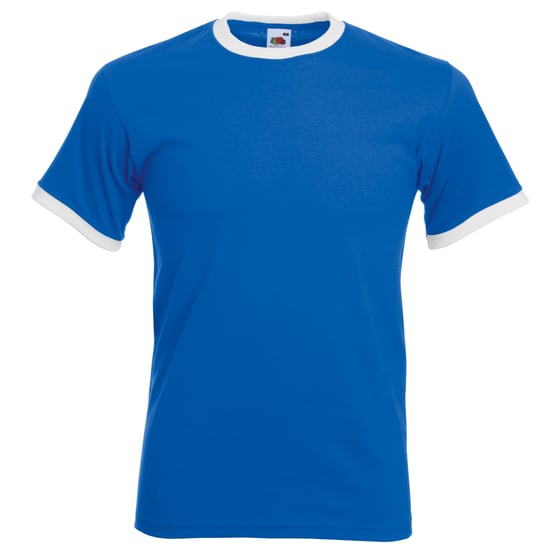 Fruit Of The Loom Heren Ringer T-shirt met korte mouwen (Royaal Blauw/Wit) - Image 1