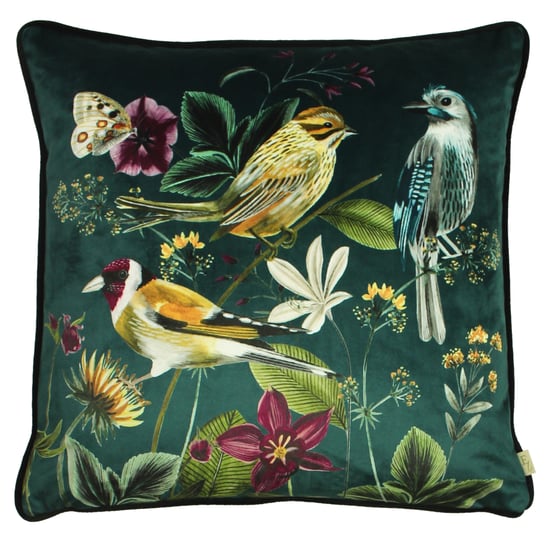 Evans Lichfield Midnight Garden Vogel Piped Bloemen Vierkante Veerkussen - Image 1