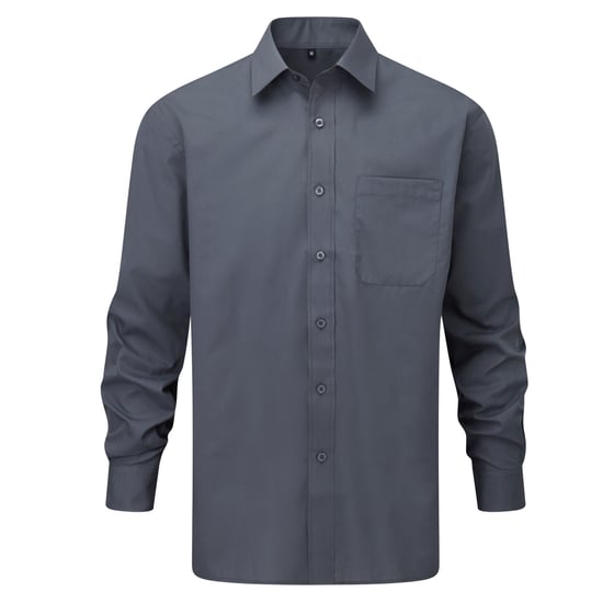 Russell Collection Dames/Dames Popeline Shirt Met Lange Mouwen (Konvooi Grijs) - Image 1