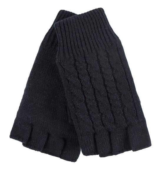 Heat Holders - Kabelgebreide dameshandschoen zonder vingers - Zwart - Image 1
