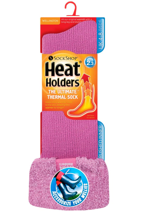 Heat Holders Dames Thermische Wellington Boot Sokken - Moerbei Roze - Image 2