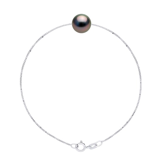 Bracelet Love Links Link Venetian of Silver 925 adorned with a Real Cultured Tahiti Pearl Round 9-10 mm