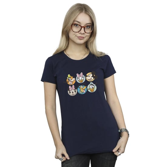 Disney Womens/Ladies Mickey Mouse And Friends Faces Cotton T-Shirt (Navy Blue)