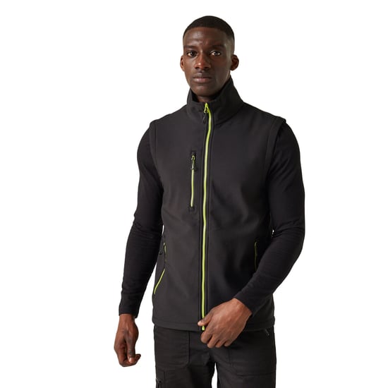 Regatta Mens Navigate Softshell 2 Layer Body Warmer (Black/Lime Green)