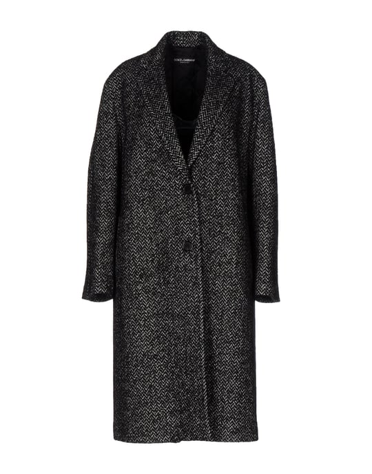 Dolce & Gabbana Black Virgin Wool Boucle Overcoat