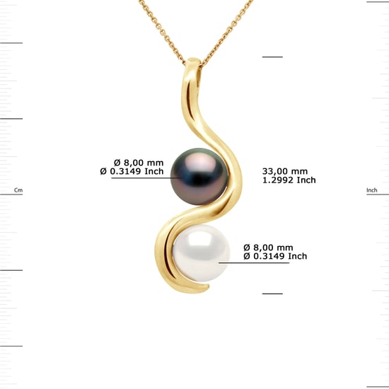 YOU AND ME hanger Tahitian gekweekte parels en Zoetwater 89mm Ronde Yellow Gold - Image 3