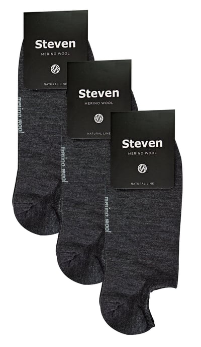 Steven - 3 Paar Heren Merino Wol Onzichtbare Sokken | Ademende Lichte Sokken - Houtskool - Image 2