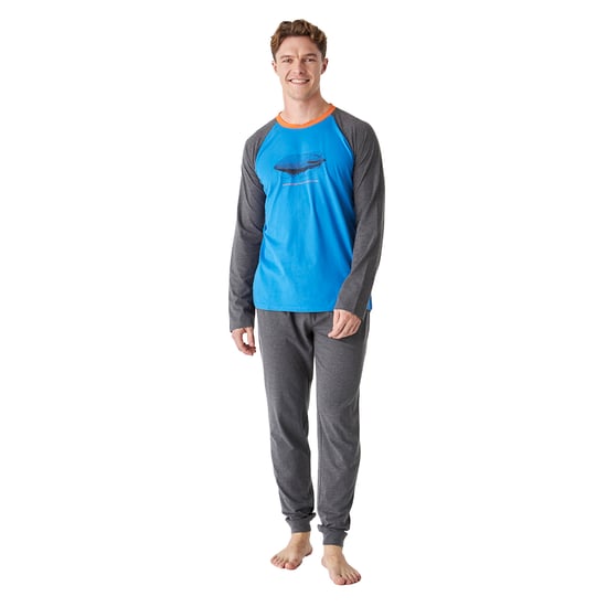 Men's cotton pajamas long sleeve round neck JJBEP6100