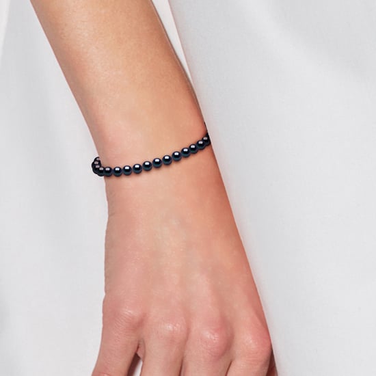 DIADEMA - Bracelet - Real Freshwater Pearls - Black - White Gold
