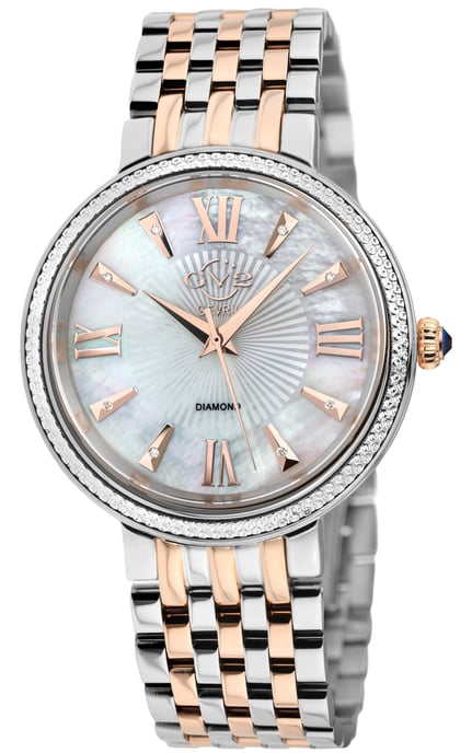 GV2 Dames Genua 12535 Zwitsers quartz parelmoer diamant tweekleurig roestvrij stalen horloge - Image 1