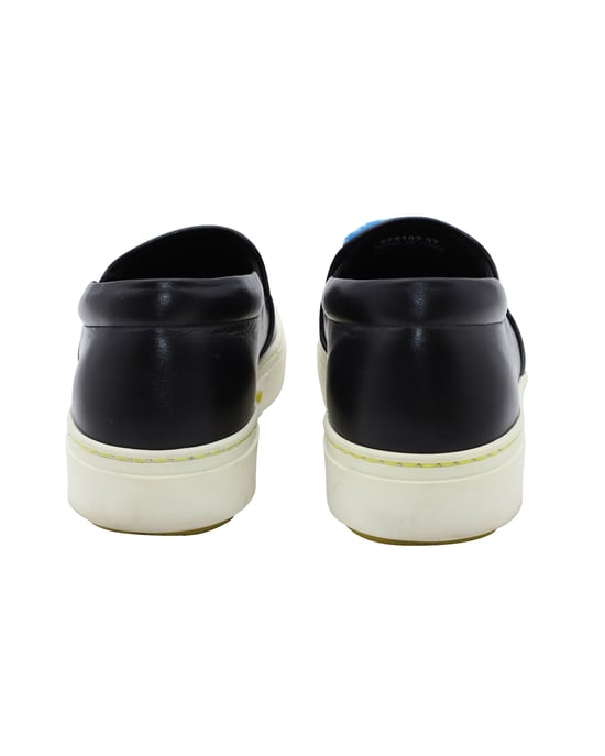 Fendi FF Schapenvacht Slip-On Sneakers in Zwart Leer - Image 4