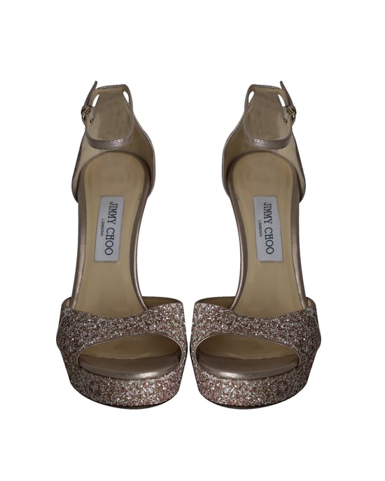 Jimmy Choo Plateausandalen in Roze Glitters - Image 2