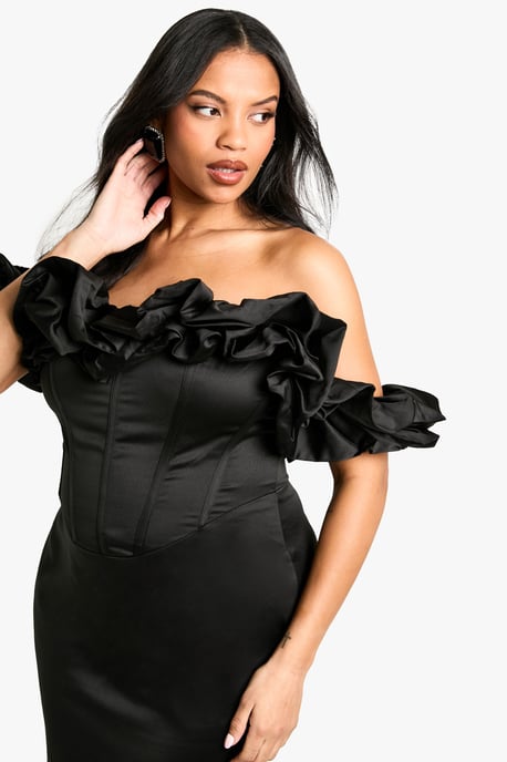 Plus Volume Off The Shoulder Midi Dress