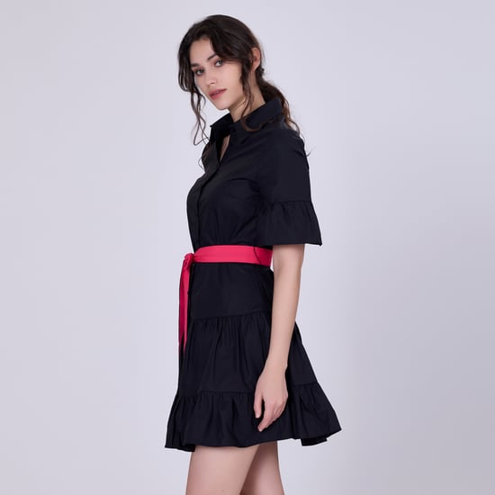 Skater cotton ruffle dress