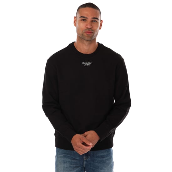 Heren Calvin Klein Jeans Relaxed Katoenen Terry Sweatshirt in Zwart - Image 1