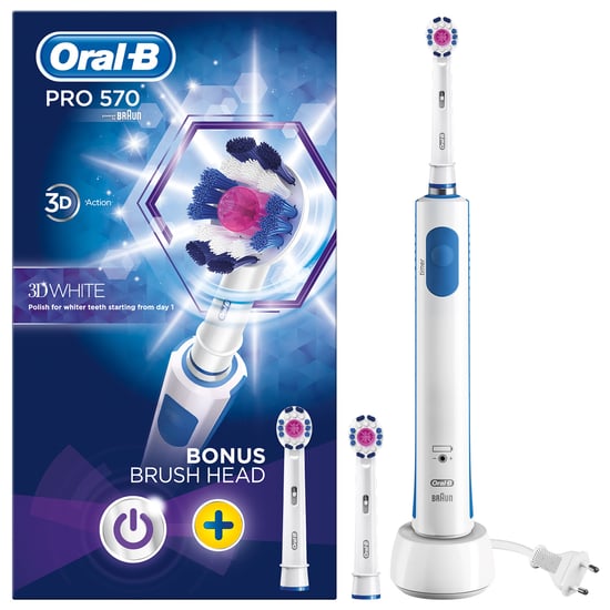 Oral B Pro 570 3D White Pink Limited Edition Brush and Refill Head
