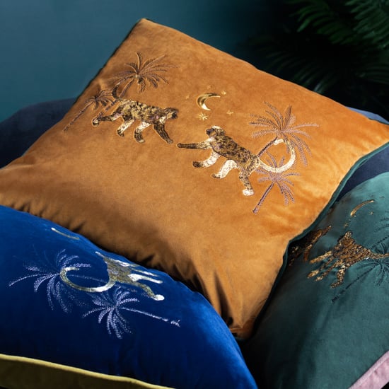 Wylder Tropics Dusk Monkey Embroidered Piped Velvet Polyester Filled Cushion