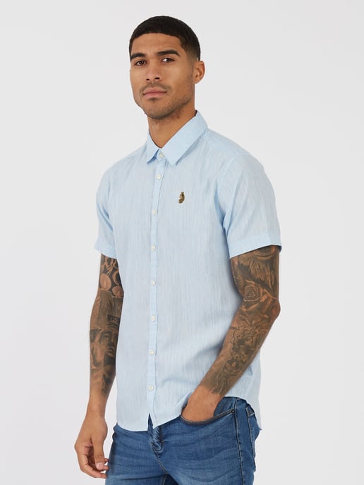 Men's Luke 1977 Yoko Linen Shirt in Blue - Image 2