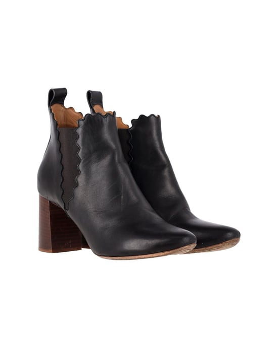 Chloé Scalloped Chelsea Boots in Zwart Leer - Image 3
