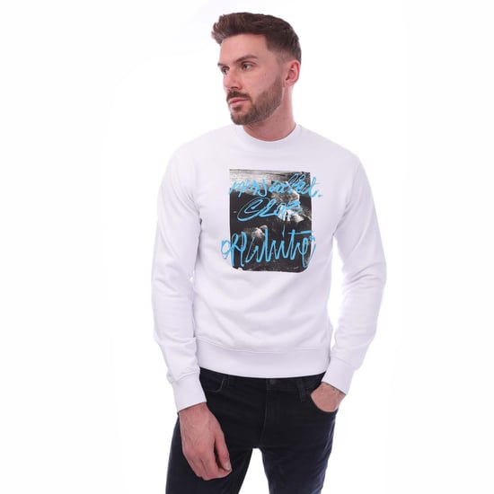 Heren Off White Rocks Type Slim Crewneck Sweatshirt in Wit Zwart - Image 4