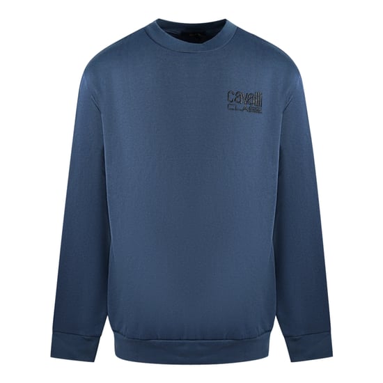 Cavalli Class Print Logo Marineblauwe Trui - Image 1