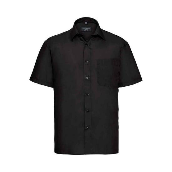 Russell Collection Heren Poplin Easy-Care Formeel Overhemd met Korte Mouwen (Zwart) - Image 1
