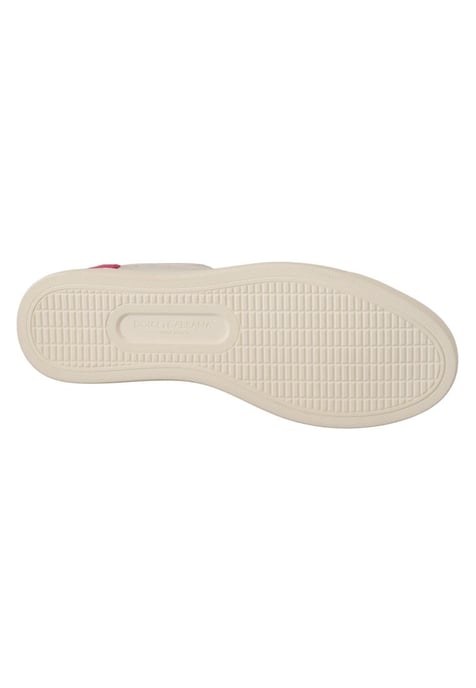 Dolce & Gabbana Women's White Pink Leather Low Top Sneakers  Shoes