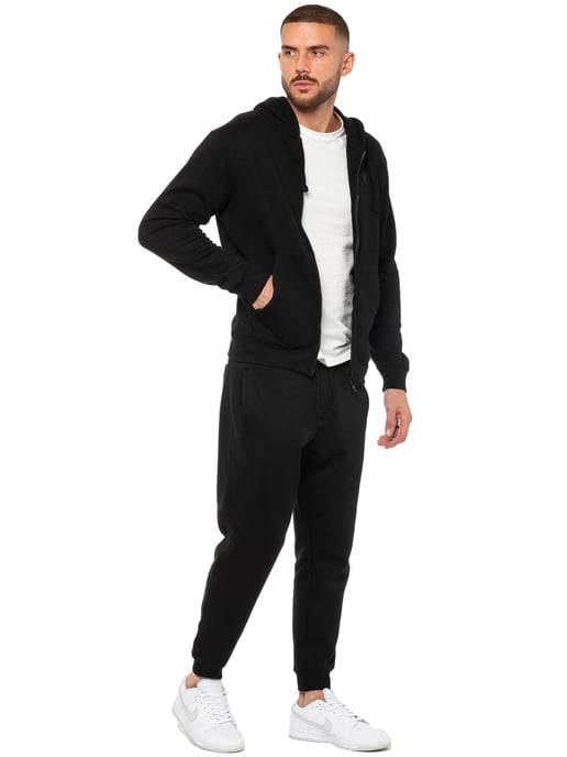 Enzo | Mens Zip Hoodie Tracksuit Set - Black